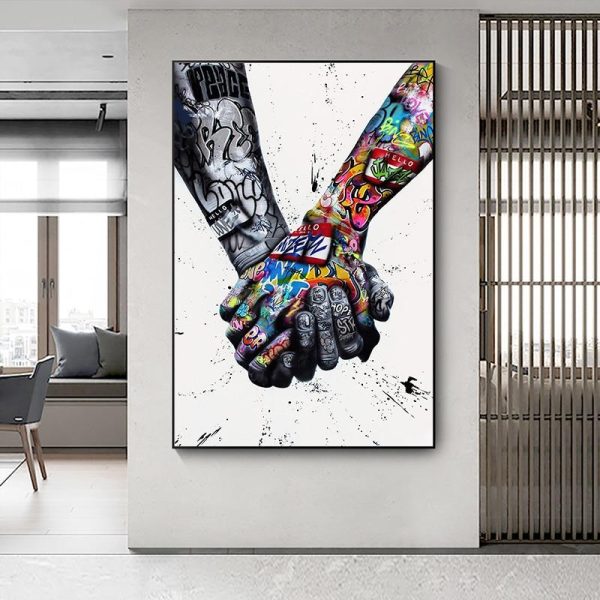 Colorful Tattoo Hands Canvas Print Picture - Image 4