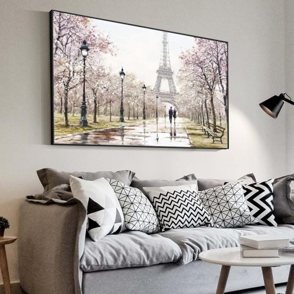 Romantic Paris Street near the Eiffel Tower Wall Canvas Print - Image 2