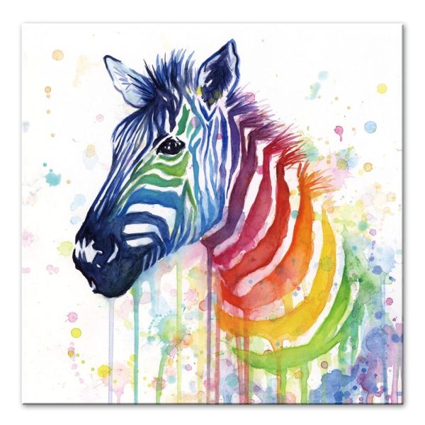 Colorful Zebra Wall Art Canvas Print - Image 3