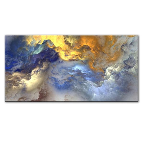 Golden and Blue Mysterious Clouds Wall Art Canvas Print - Image 3