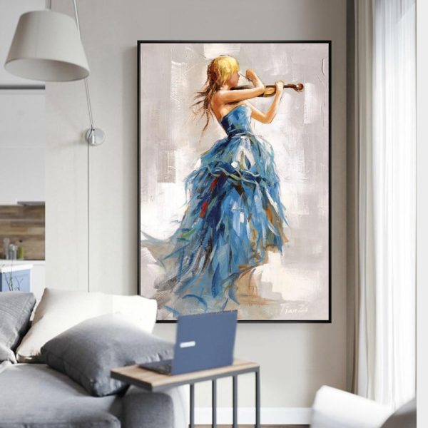 Girl Playing the Violin and Dancing Ballerina Wall Art Canvas Print - Image 2