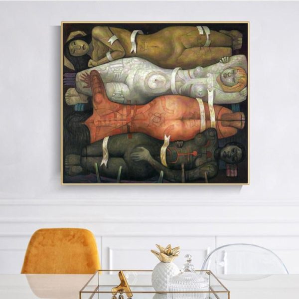 Abstract Colorful Nude Women Wall Art Canvas Print - Image 2