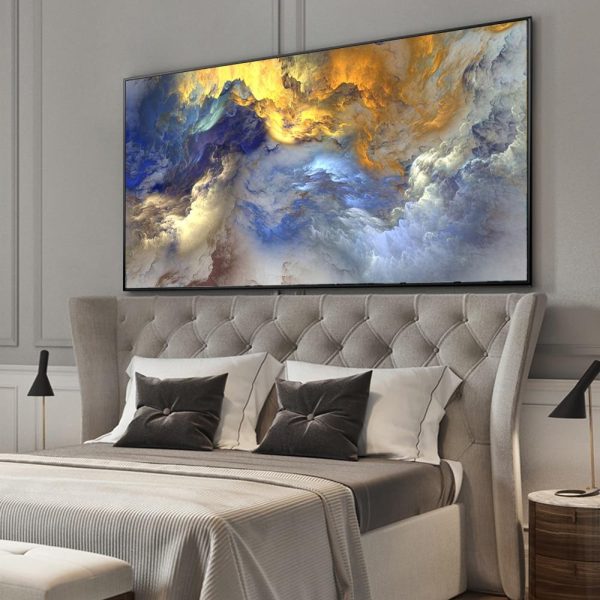 Golden and Blue Mysterious Clouds Wall Art Canvas Print - Image 2