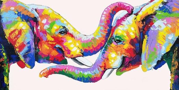 Abstract Lovely Elephants Wall Art Canvas Print - Image 8