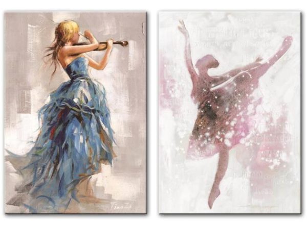Girl Playing the Violin and Dancing Ballerina Wall Art Canvas Print - Image 9