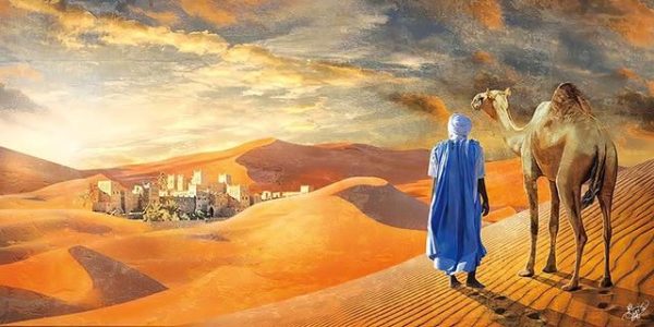 Desert Landscape Bedouin with Camel Wall Art Canvas Print - Image 6