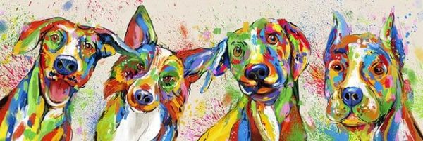 Abstract Colorful Dogs Canvas Wall Paintings - Image 8