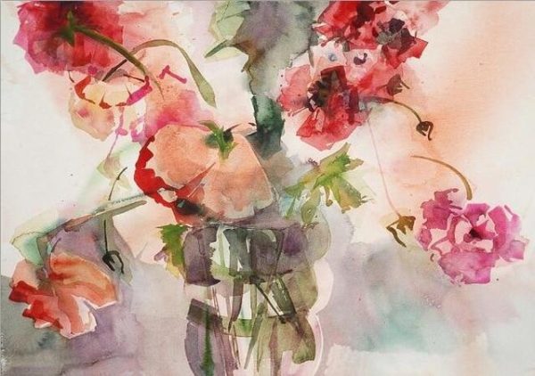 Watercolor Soft Pink Flowers Wall Art Canvas Print - Image 7
