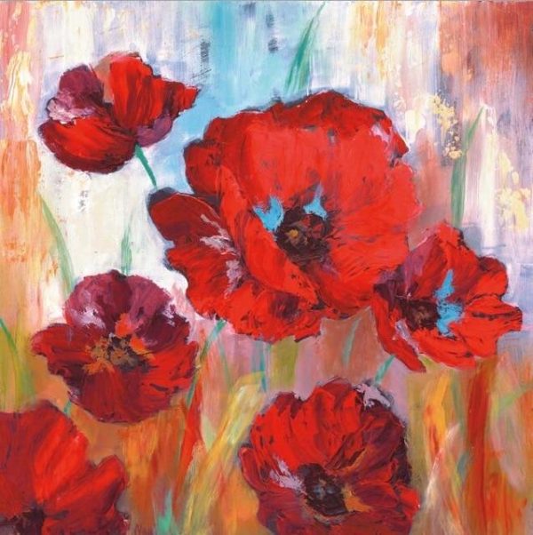 Red Colorful Poppies Wall Art Canvas Print - Image 8