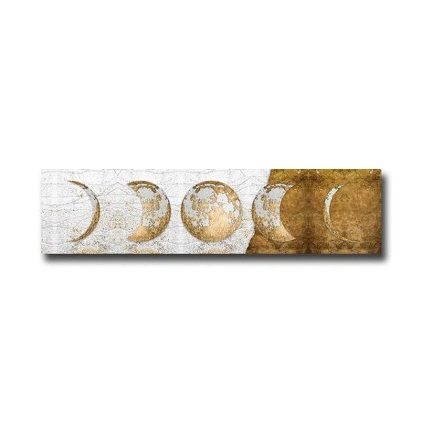 Golden Moon Phases in White and Black Wall Art Canvas Print - Image 7