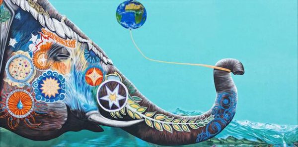 Colorful Wise Elephant with Balloon Wall Art Canvas Print - Image 8