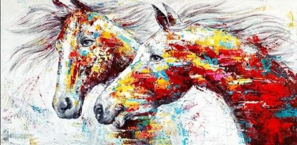 Abstract Colorful Horses Wall Art Canvas Print - Image 7