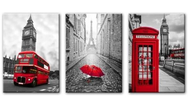 Realist London Big Ben and Paris the Eiffel Tower Wall Art Canvas Print - Image 10