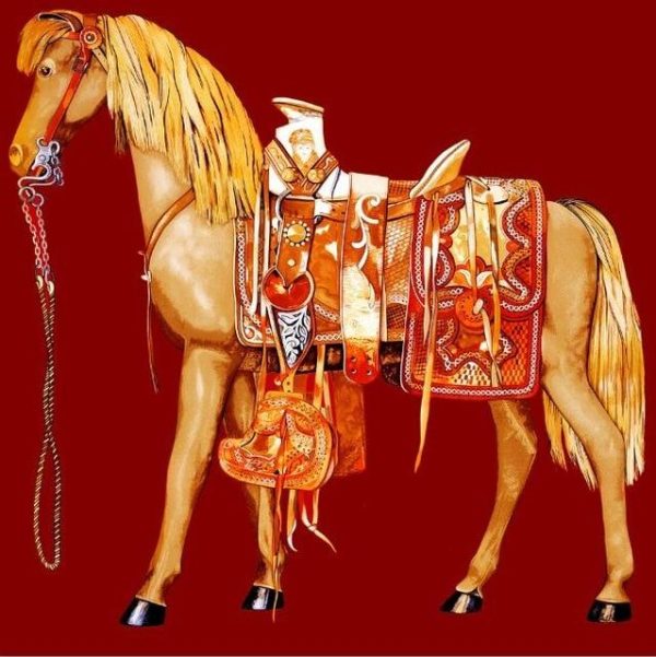 Vintage Colorful Horse Wall Art Canvas Print - Image 8