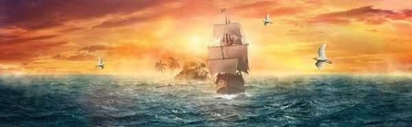 Seascape Scull Islands Ship Sailing Wall Art Canvas Print - Image 7