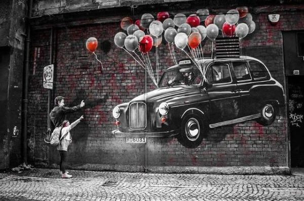 Car Flying on Colorful Balloons Canvas Print Picture - Image 7