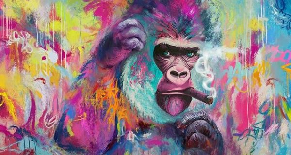 Funny Smoking Orangutan Graffiti Wall Art Canvas Paintings - Image 6