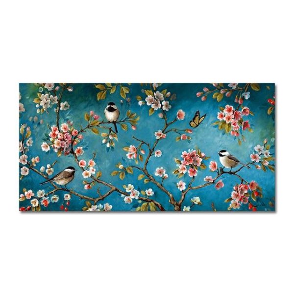 Flowers and Birds Wall Art Canvas Painting - Image 6