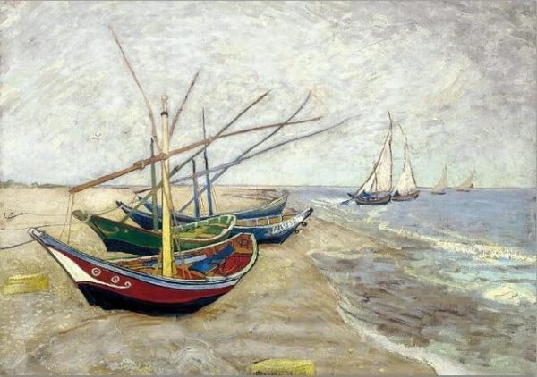Fishing Boats on the Beach from Sainte-Marie Van Gogh Canvas Print - Image 7