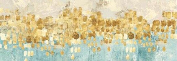 Golden Dots on Light Blue Wall Art Canvas Print - Image 7