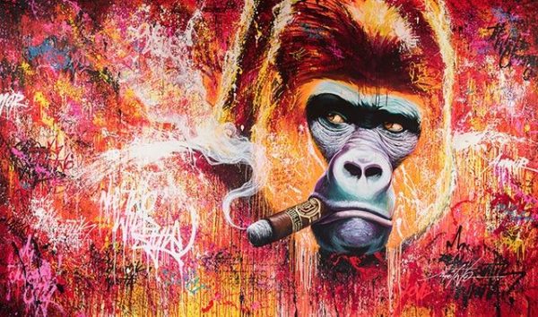 Colorful Smoking Gorilla Wall Art Canvas Print - Image 6