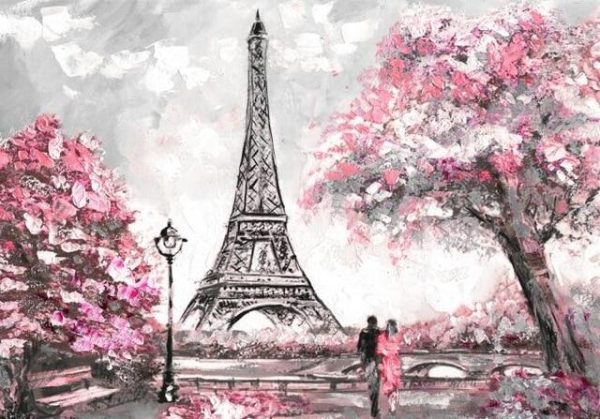 Romantic Paris Street Near the Eiffel Tower Wall Canvas Print - Image 7
