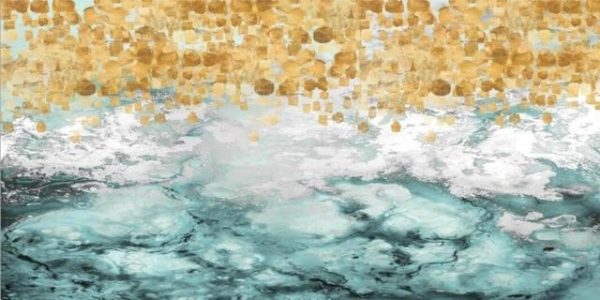 Abstract Golden Dots in Pastel Blue Wall Art Canvas Print - Image 7
