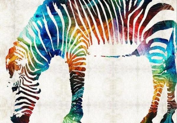 Multicolor Zebra Wall Art Canvas Print - Image 7